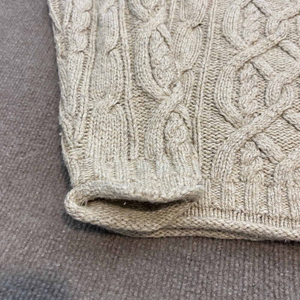 VTG Sonoma Sweater Women XL Beige Silk Wool Cable Knit Button Crew Neck Cardigan - Picture 3 of 11
